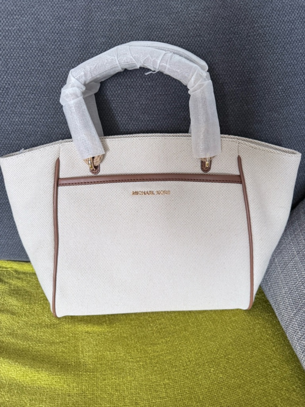 Michael Kors Cream and Brown Interior Tote